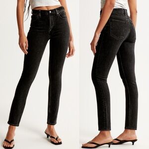 A&F High Rise Skinny Jean 30 Long Black Wash NWOT
